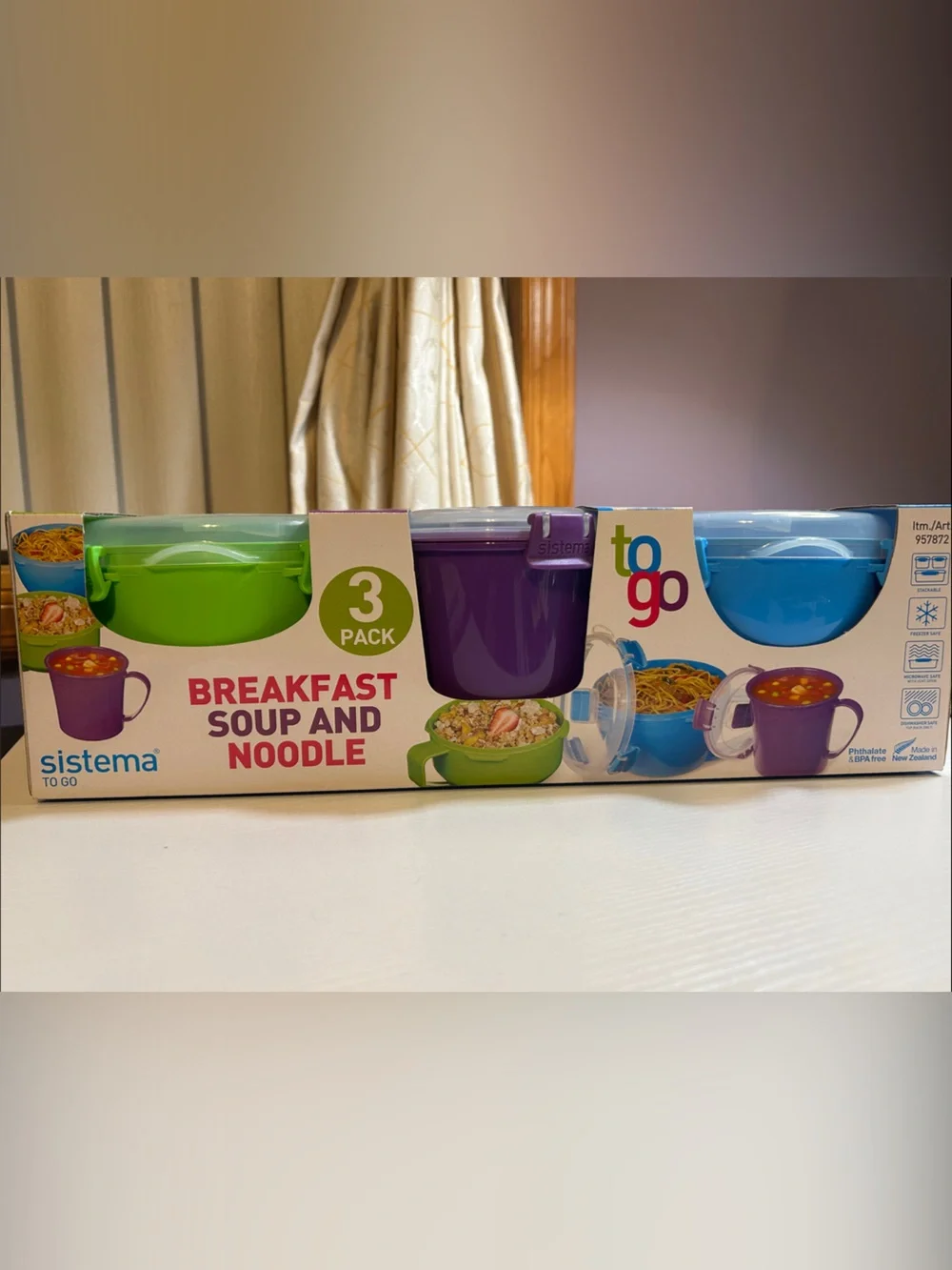 NEW Sistema To Go 3-Pack Breakfast, Soup & Noodle Containers - Green Purple Blue
